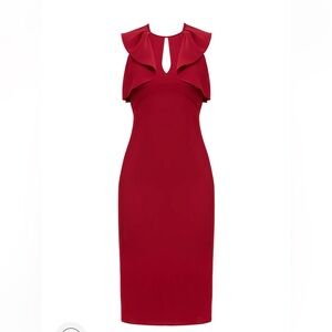 Shoshanna Darwin Dress Red Sleeveless
Sheath Knee Length Career Ruffle sleeves